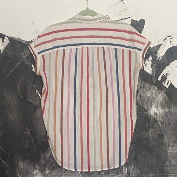 Madewell | Gauze Central Tunic Shirt in Rainbow Stripe | Small - Picture 6 of 11